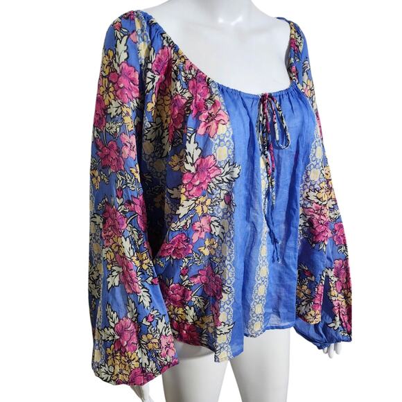 NEW Free People Elena Floral Printed Off Shoulder Tunic Top Size S Blouse NWT - Picture 4 of 7